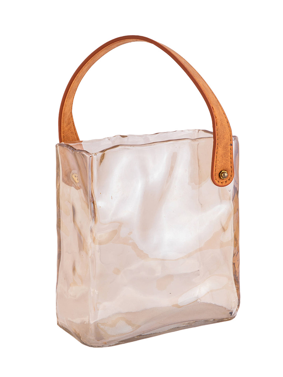Aarvi Decor Amber Tote Transparent Beige Glass Vase