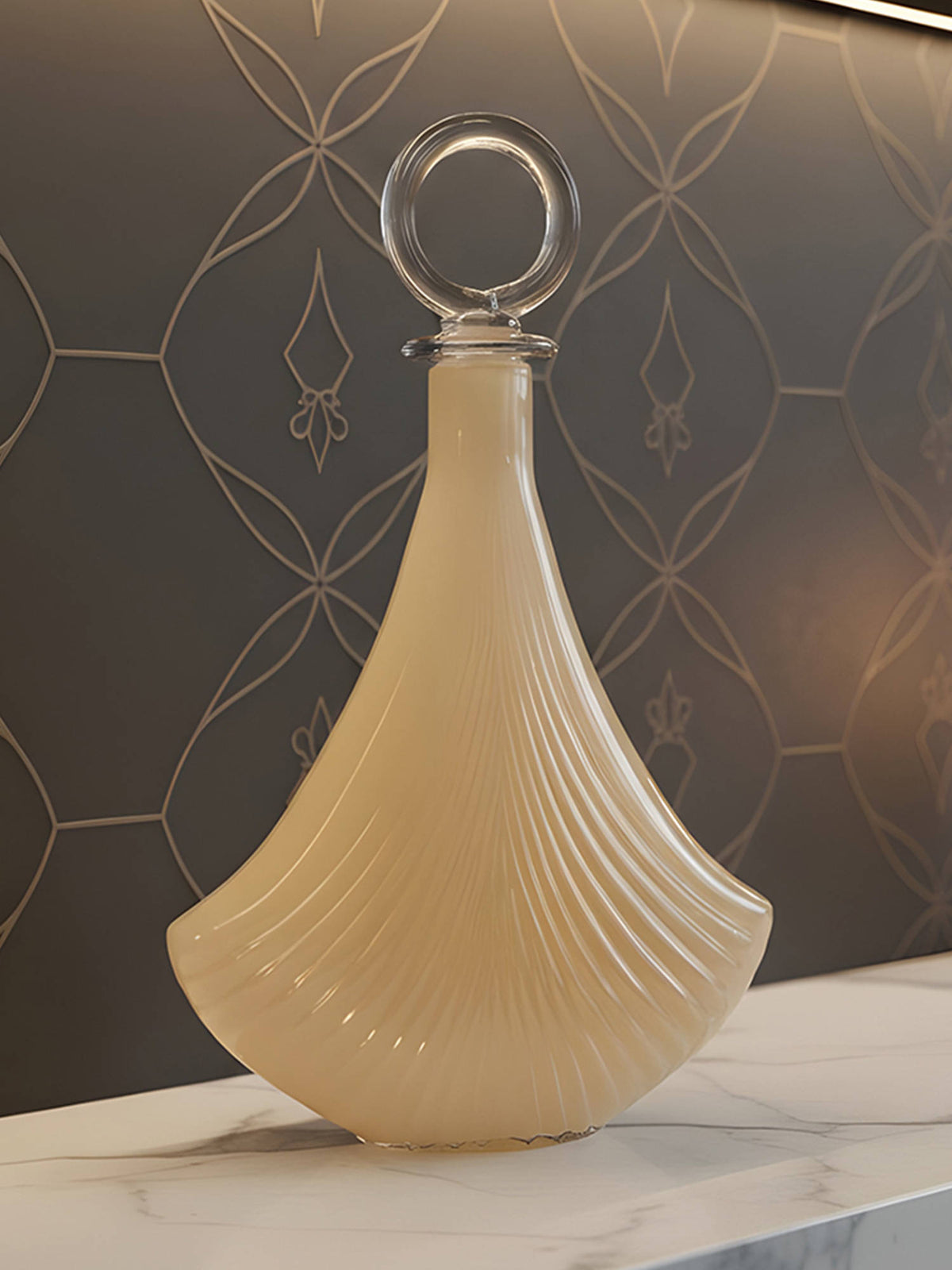 Aarvi Decor Seashell Elegance Transparent Beige Glass Vase