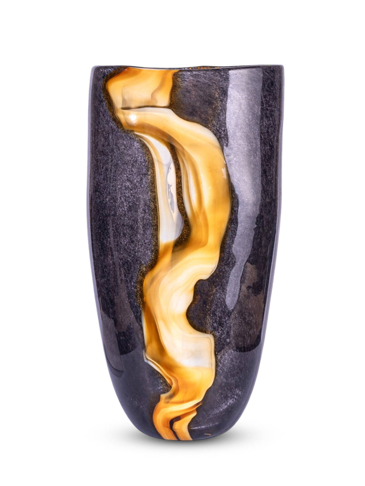 Aarvi Decor Midnight Crest Transparent Black Glass Vase (S) · S