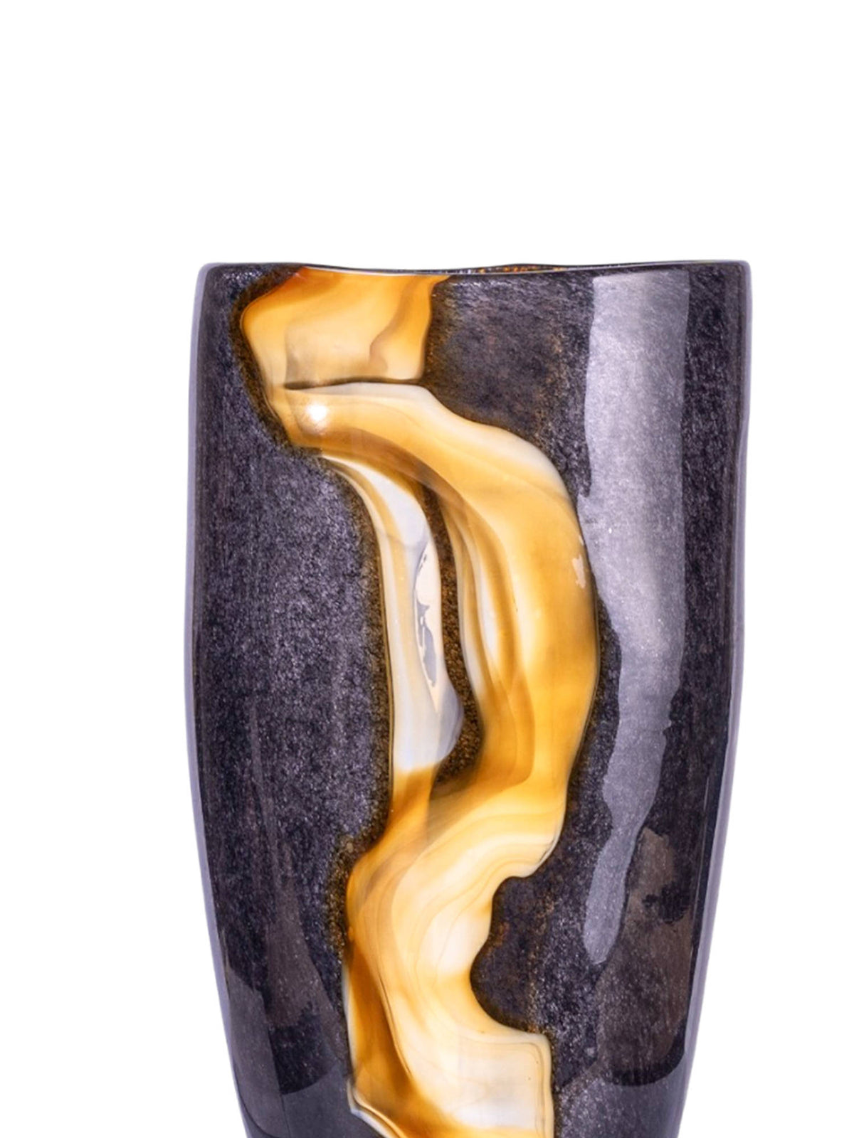 Aarvi Decor Midnight Crest Transparent Black Glass Vase