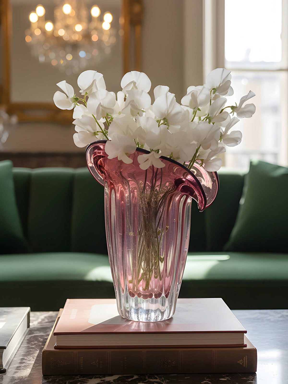 Aarvi Decor Blush Bloom Transparent Pink Glass Vase (S) · S