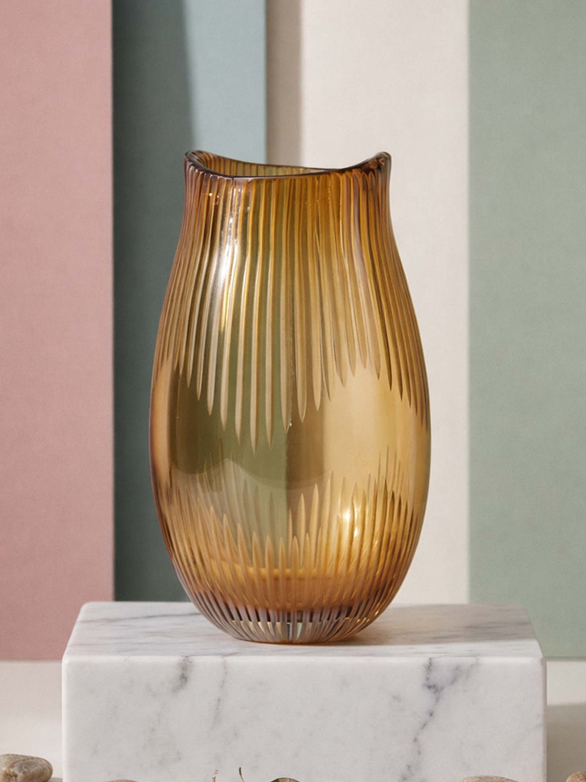 Aarvi Decor Yellow Elysium Transparent Glass Vase · One Size