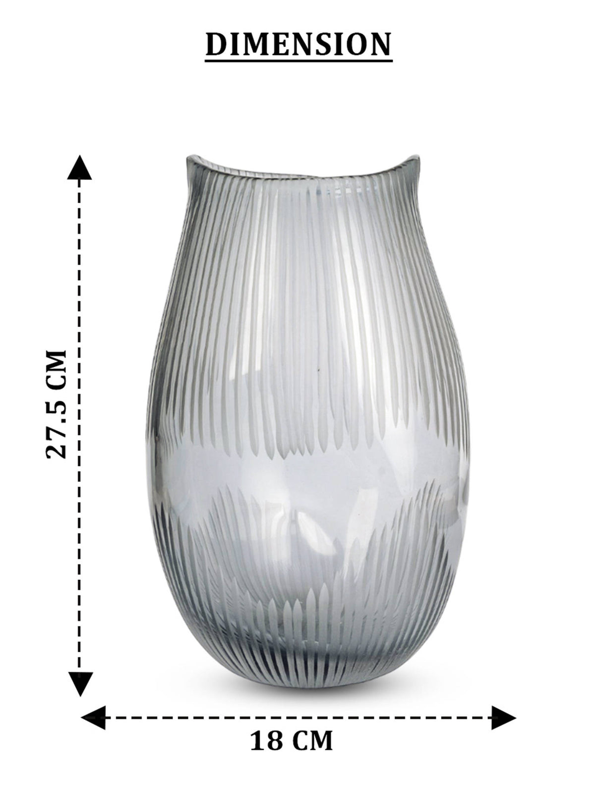 Aarvi Decor Smokey Grey Elysium Transparent Glass Vase