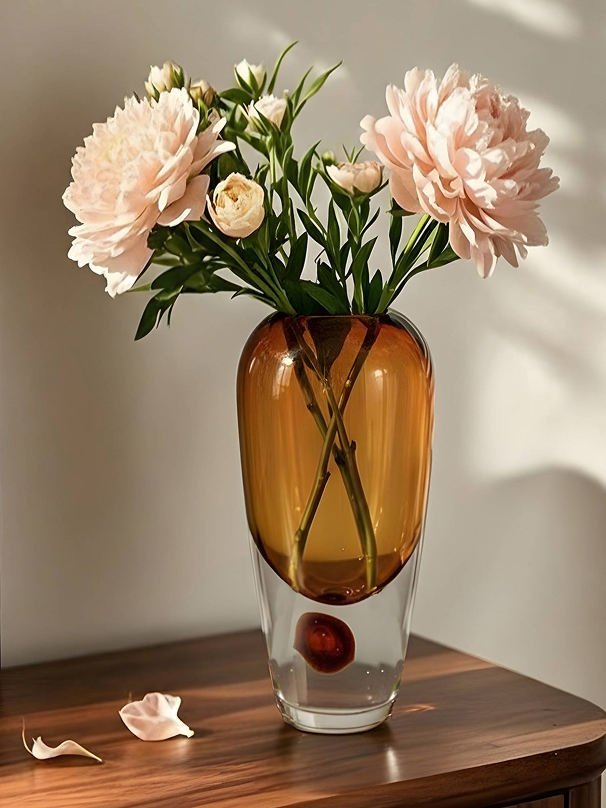 Aarvi Decor Amber Cased Luxe Yellow Transparent Glass Vase · One Size