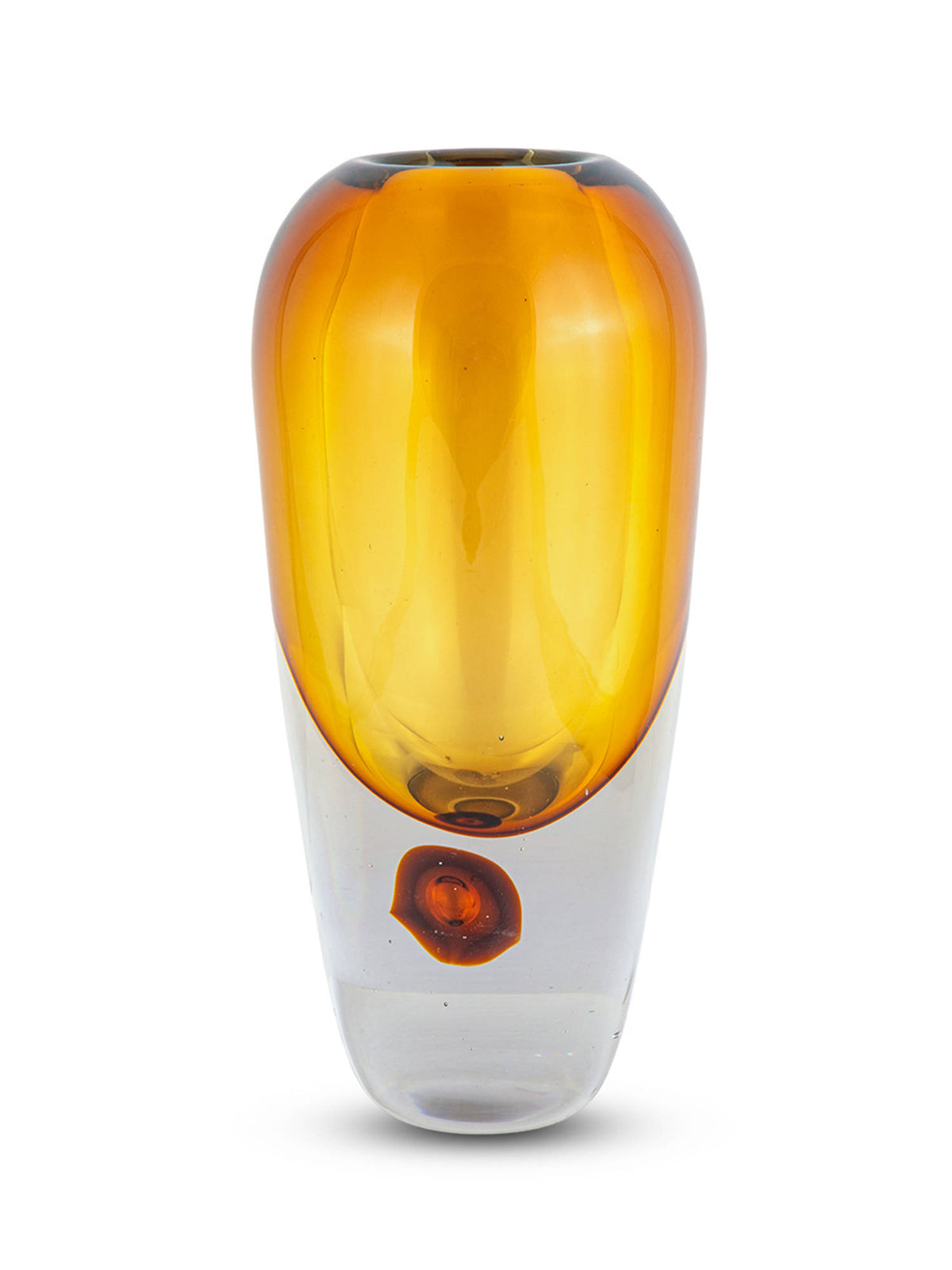 Aarvi Decor Amber Cased Luxe Yellow Transparent Glass Vase