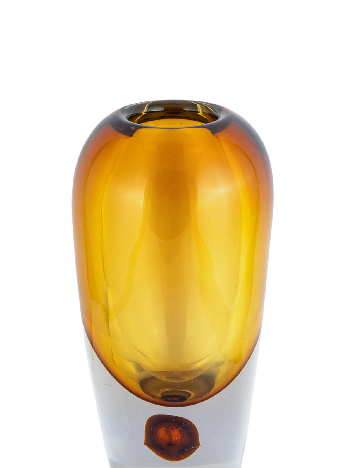 Aarvi Decor Amber Cased Luxe Yellow Transparent Glass Vase