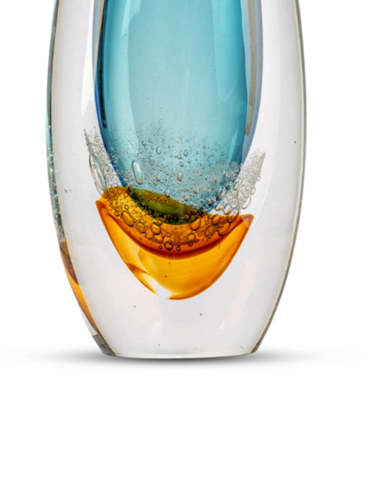 Aarvi Decor Tall Blown Luxe Blue Transparent Glass Vase
