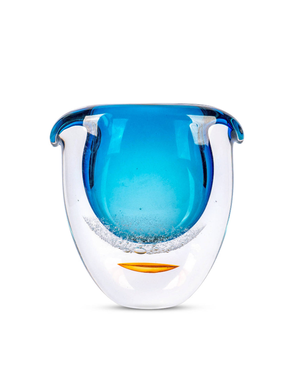Aarvi Decor Blown Luxe Blue Transparent Glass Vase