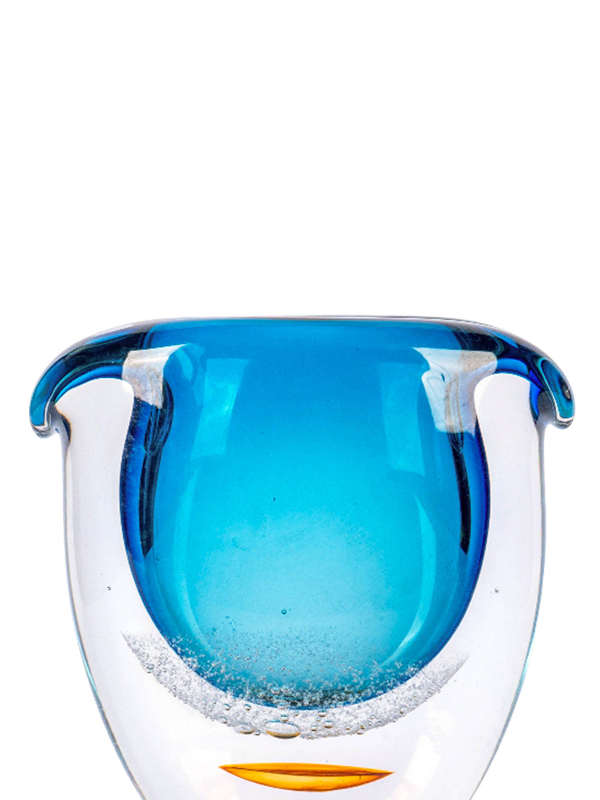 Aarvi Decor Blown Luxe Blue Transparent Glass Vase