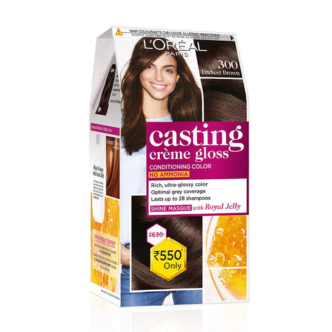 LOREAL PARIS CASTING HAIR COLOR Loreal Paris Casting Creme Gloss Color 300 Darkest Brown 87.5g+72ml