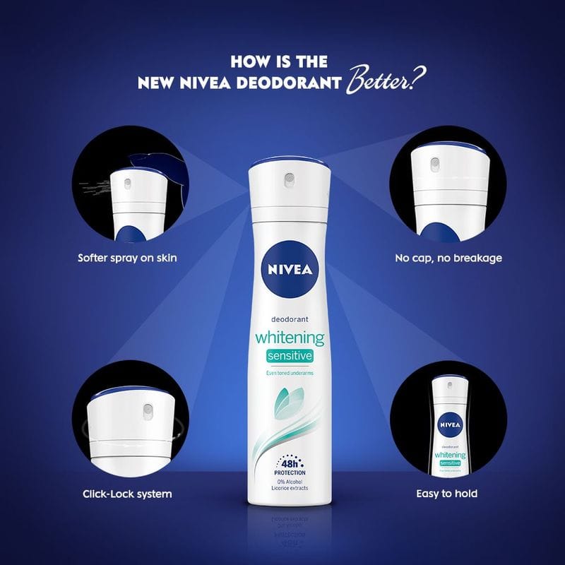 NIVEA Women Deodorant, Whitening Sensitive, for 48h Protection (150ml)