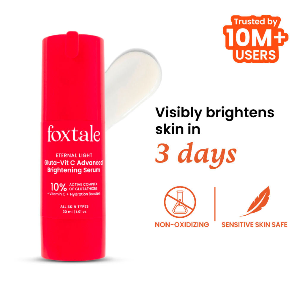 Foxtale 10% Vitamin C-Glutathione Brightening Face Serum For Glowing Skin, Dark Spots & Pigmentation (30ml)