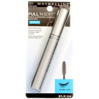 Maybelline Full 'N Soft Waterproof Mascara, Very Black [311], 0.28 oz (Pack of 10)