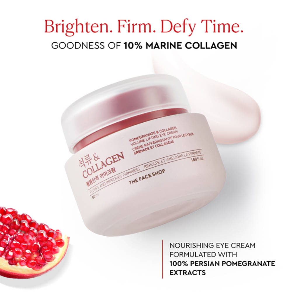 The Face Shop Collagen & Pomegranate Korean Under Eye Cream for Dark Circles & Wrinkles