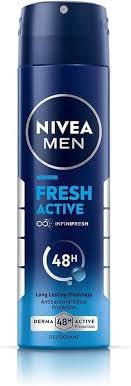 Nivea Unisex Fresh Active Deodorant Spray (Active Deo + Cool Kick Deo), 1 Count