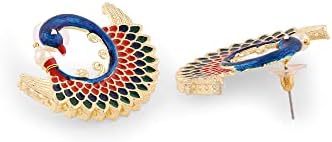 Multicolor Meenakari Peacock Inspired Multistrand Pearls Choker Necklace Earring & Ring Set for Women