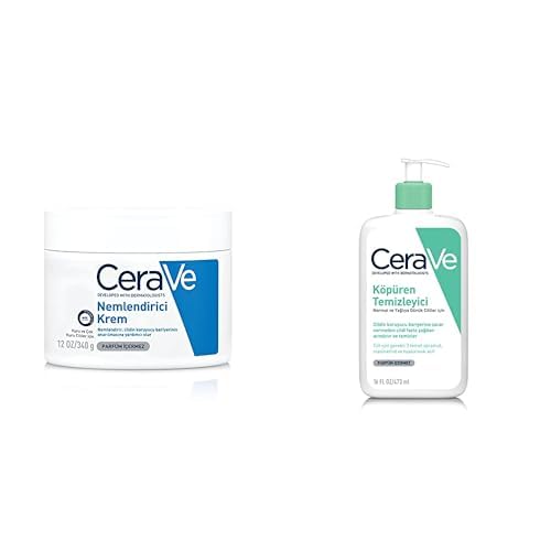 CeraVe Foaming Cleanser For Normal To Oily Skin (473ml) - Dermatologist-Developed Facewash | Non-Co,CeraVe Moisturizing Cream For Dry To Very Dry Skin (340gm) -