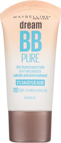 Maybelline Dream Pure BB Cream, Light/Medium, 1 Ounce 30 ml (Pack of 1) 110 LIGHT/MEDIUM
