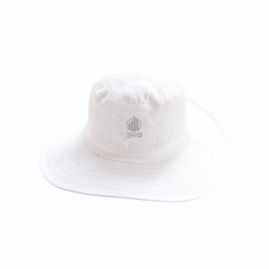 3RB Sports Panama Cricket Umpire Hat with Extra Wider Made with Cotton Fabric for Men Women Color-White (Pack of 1), White, XL