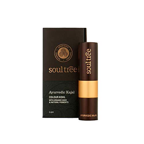 SoulTree Ayurvedic Kajal | Pure Black | Surma Smoke — Abyssal Black Onyx | Enriched with 100% Organic Ghee, Almond Oil & Camphor | Soothe, Cool & Nourish Eyes |