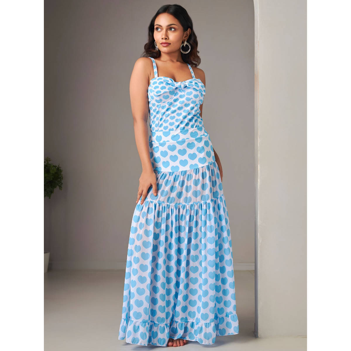 Addery Blue Heart Printed One-Piece with Cover-Up (Set of 2) (M) · M