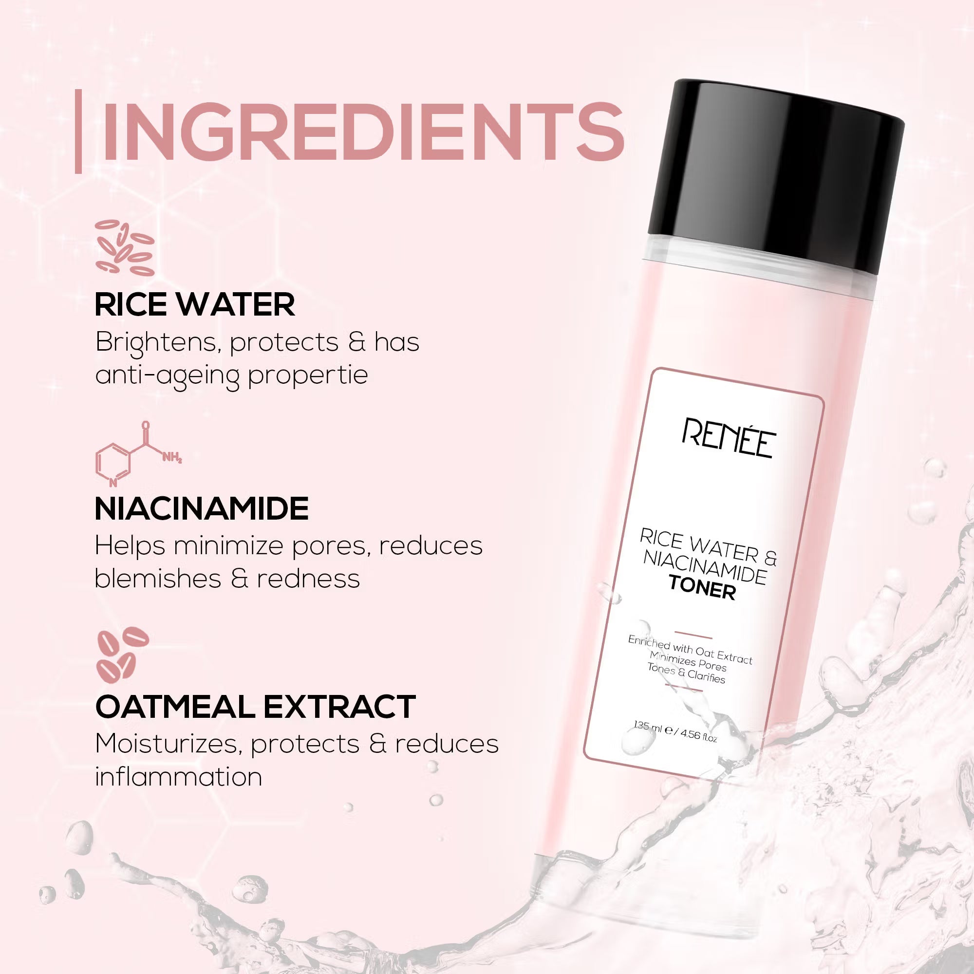 RENEE Rice Water & Niacinamide Toner (135ml)