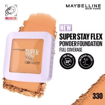 Maybelline New York - Super Stay Flex Powder Foundation Compact-30H Full Cover-for Oily Skin (9g)
