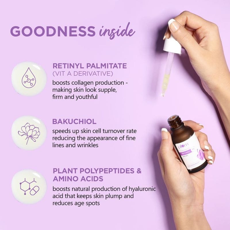 Plum 1% Retinol Face Serum With Bakuchiol For Smooth & Youthful-looking Skin (30mL)