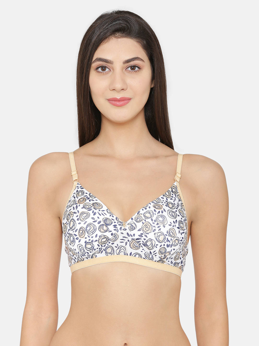 Abelino Printed Lightly Padded Push-up Bra - White (30B) · 30B