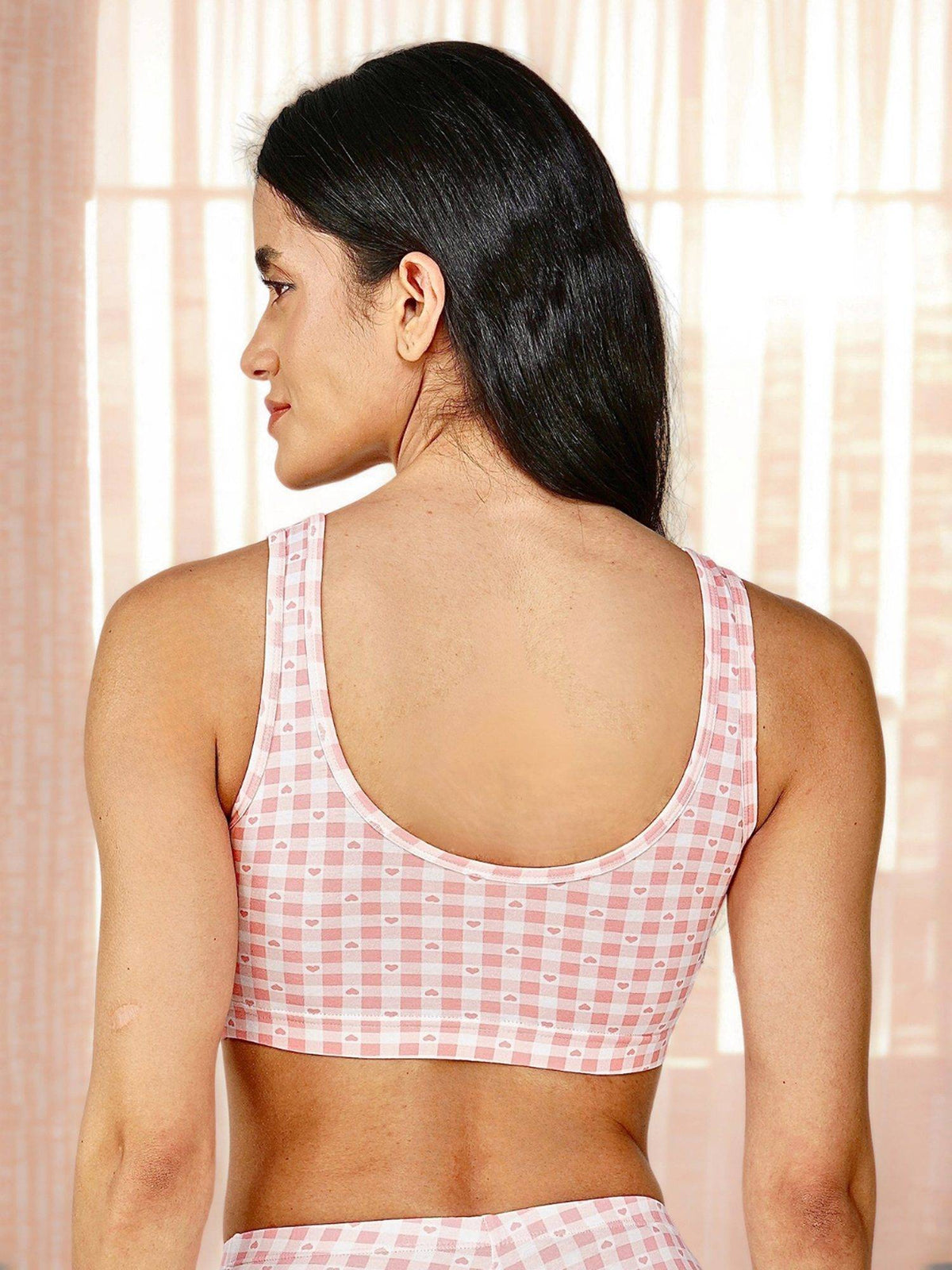 2PEACE Pink Lightly Padded Wire free Printed Seamless Sports Bra