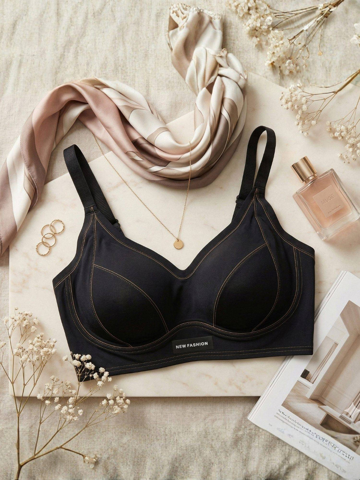 2PEACE Black Non Wired Seamed Sports Padded Bra