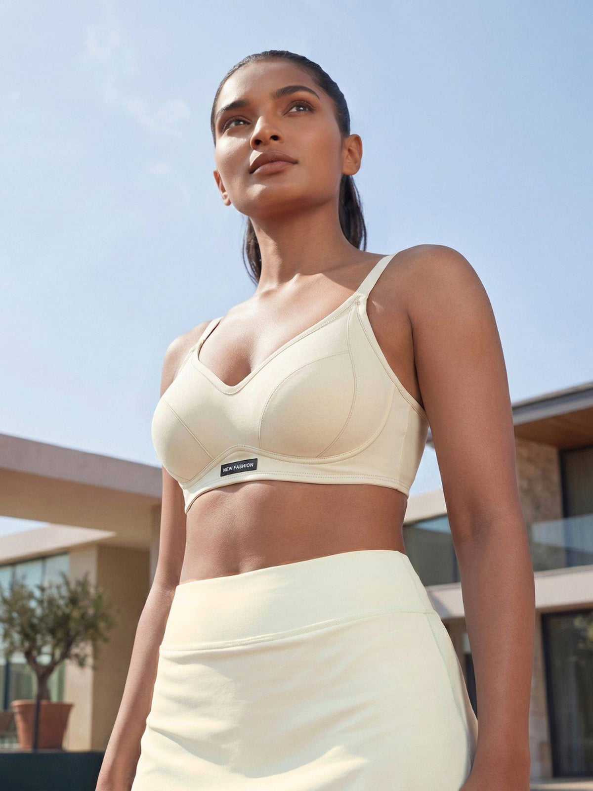 2PEACE Off White Non Wired Seamed Sports Padded Bra