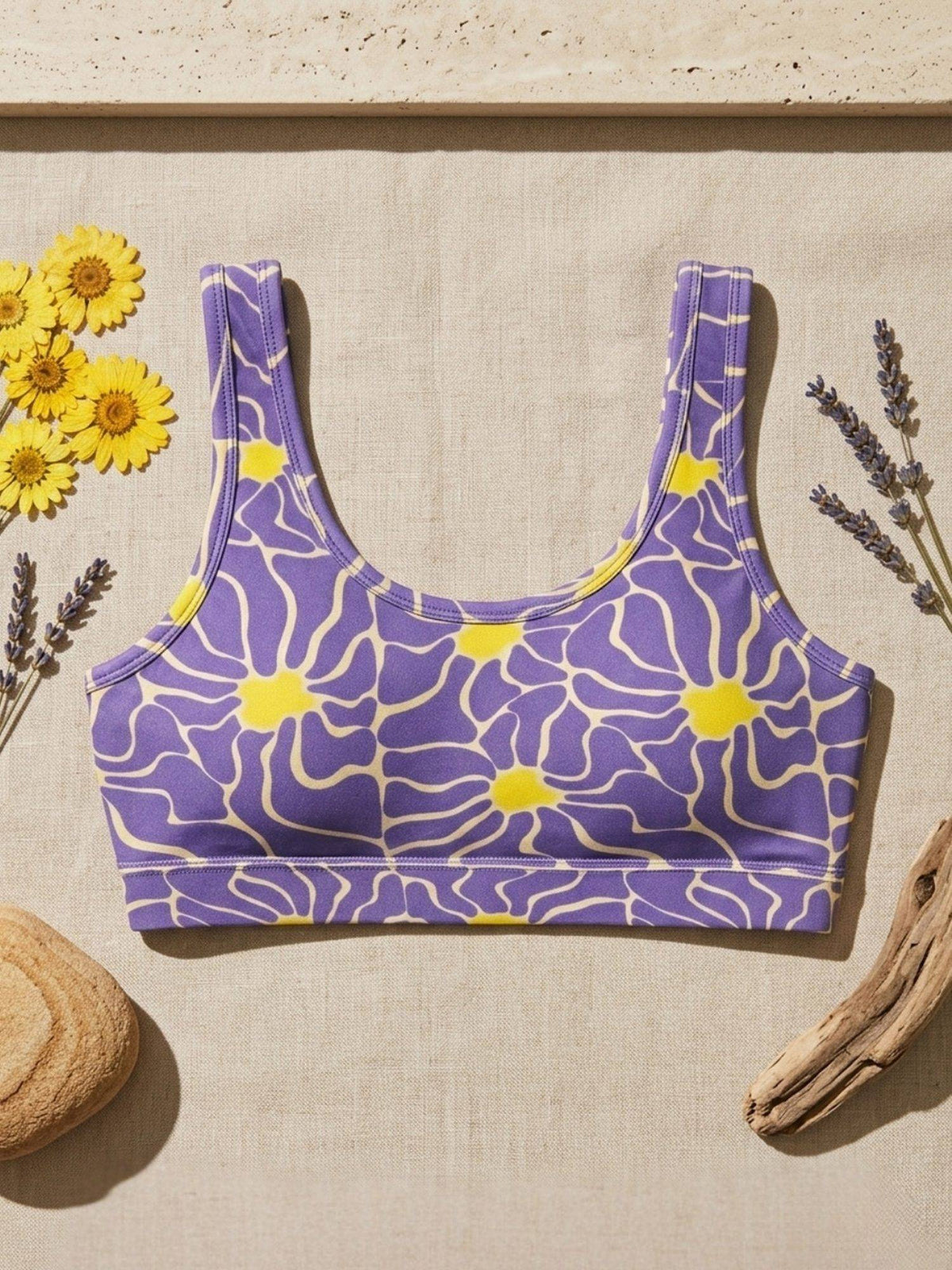 2PEACE Blue Lightly Padded Wire free Printed Seamless Sports Bra