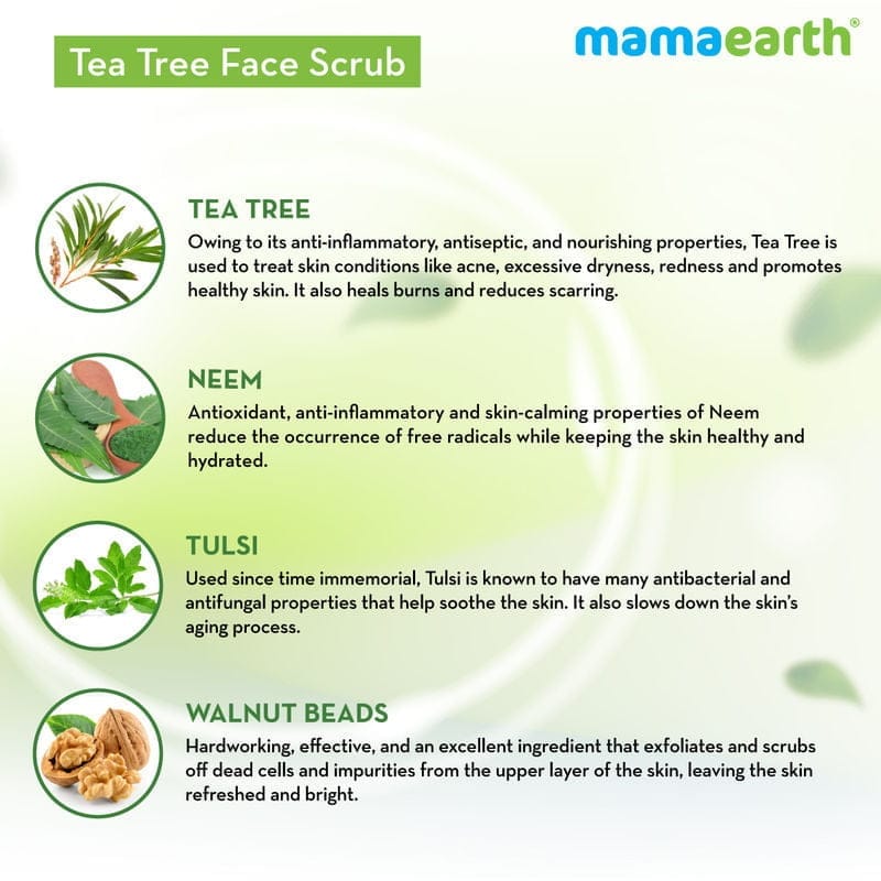 Mamaearth Tea Tree Face Scrub With Tea Tree And Neem For Skin Purification (100gm)