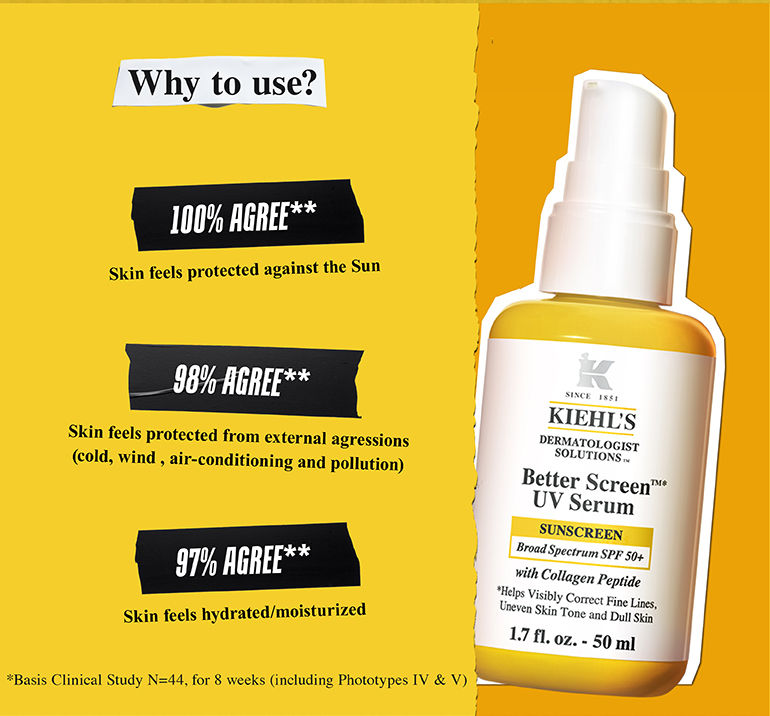 Kiehl's Better Screen UV Serum SPF 50+ Sunscreen with Collagen Peptide (50ml)