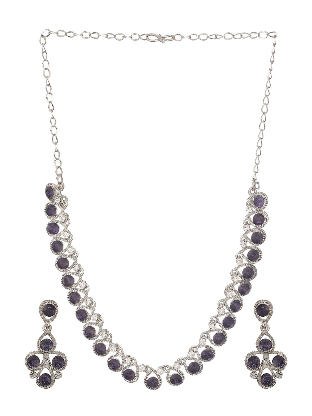 Aatmana Silver-Plated Blue Ad-Studded Jewellery Set