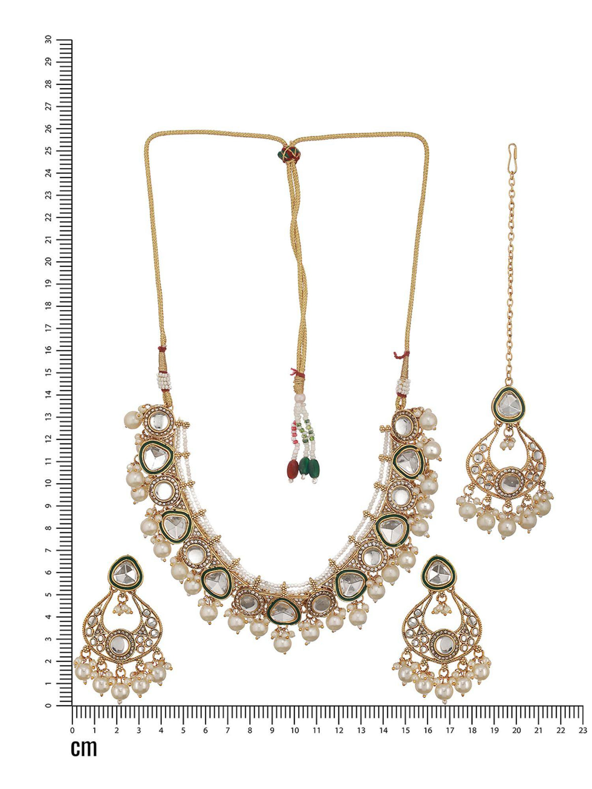 Aatmana Gold-Plated White Kundan-Studded And Pearl Beaded Choker Jewellery Set