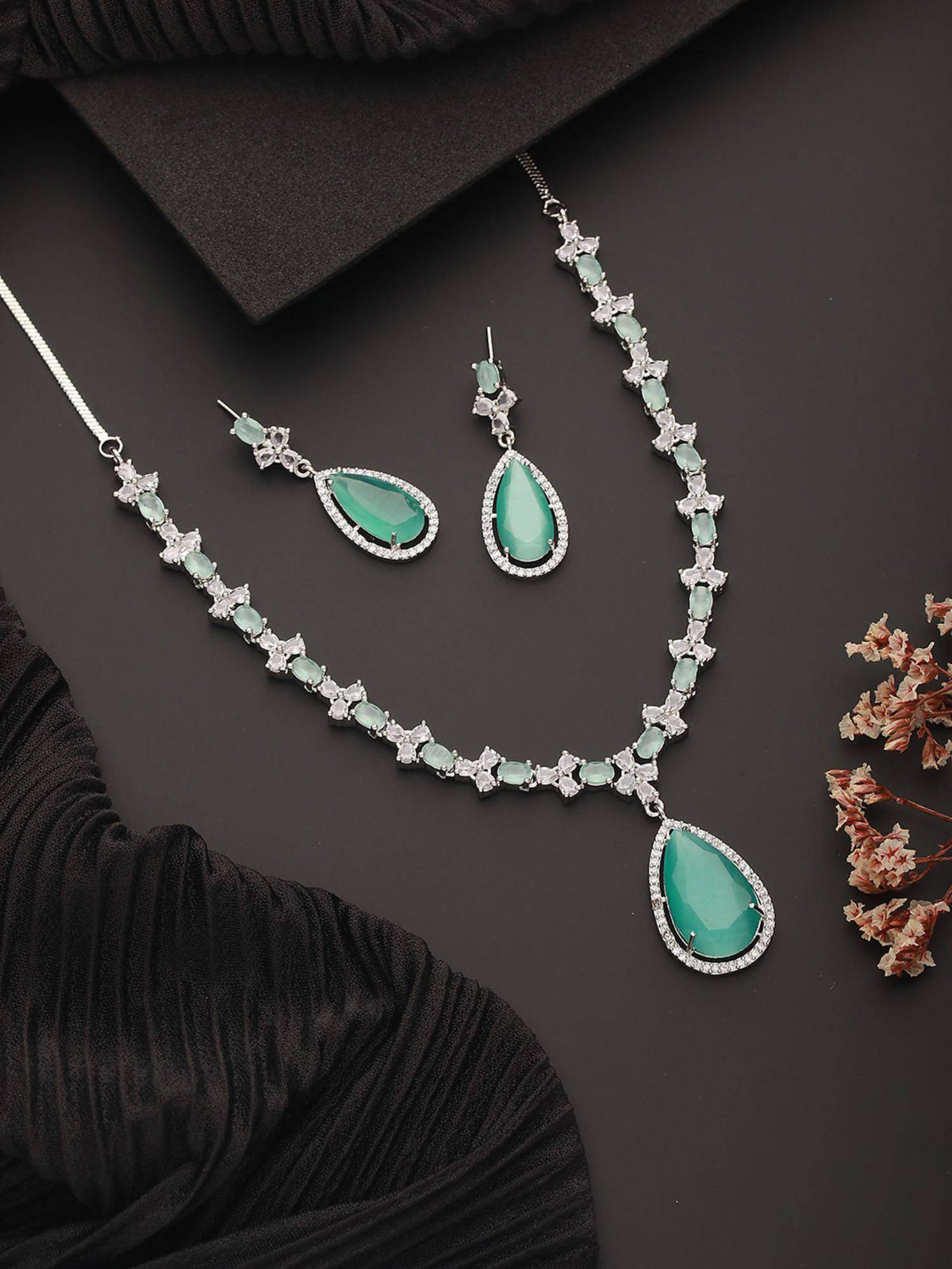 Aatmana Sliver-Plated And Ad Studded Jewellery Set