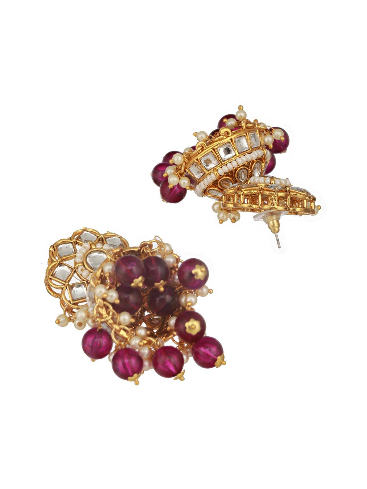 Aatmana Gold-Plated And Wine Kundan Studded Jewellery Set