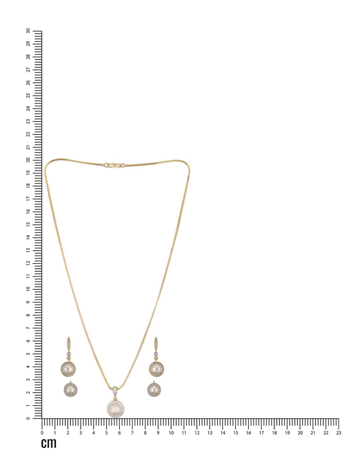 Aatmana Gold-Plated White Pearl And Ad Studded Chain Pendent With 2 Pair of Earring Set