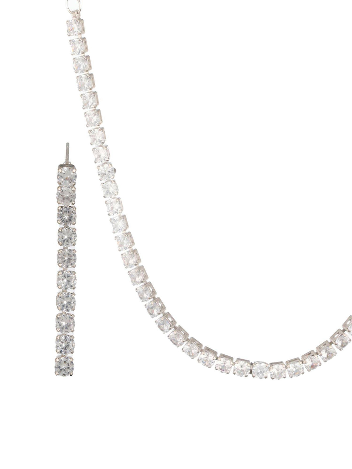 Aatmana Jazz And Sizzle Rhodium-Plated And Cz Studded Jewellery Set