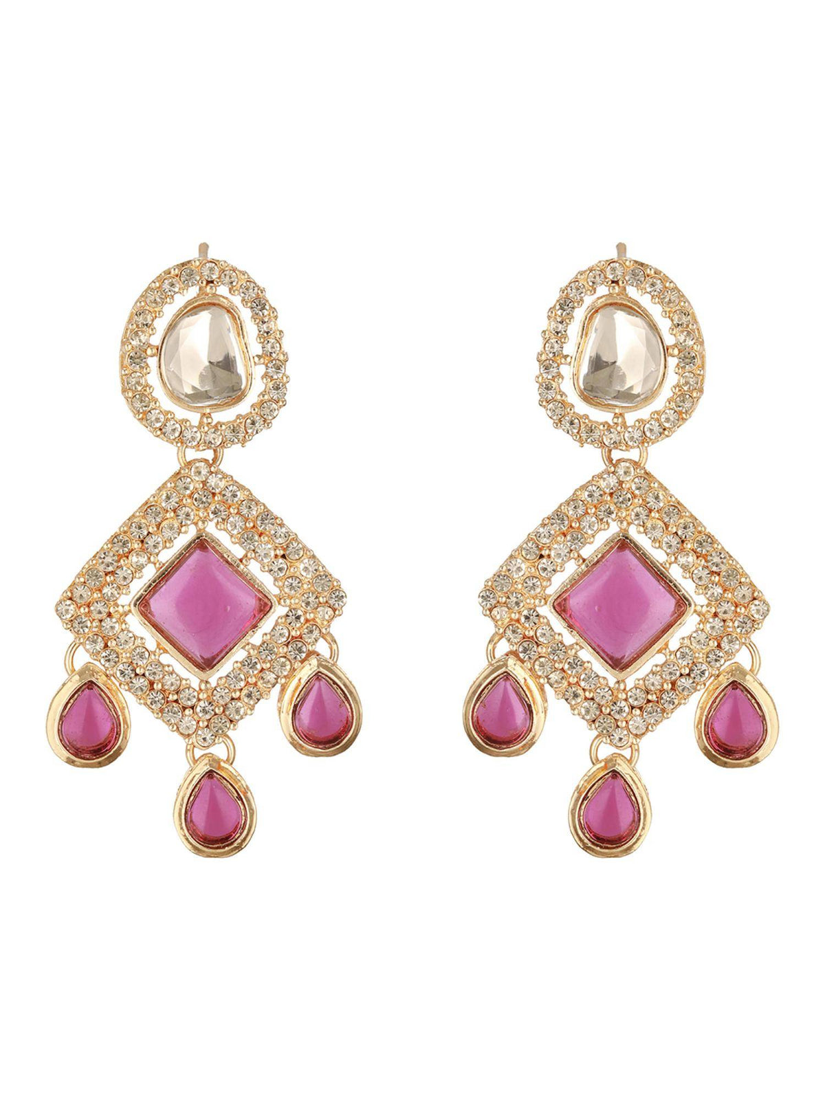 Aatmana Gold Plated Pink Kundan Studded And Beaded Jewellery Set With Maangtikka
