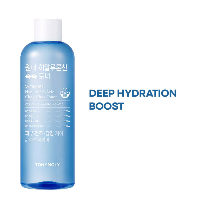 TONYMOLY Korean Wonder Hyaluronic Acid Chok Chok Toner to Hydrate, Plump Skin & Smooths Wrinkles (500ml)