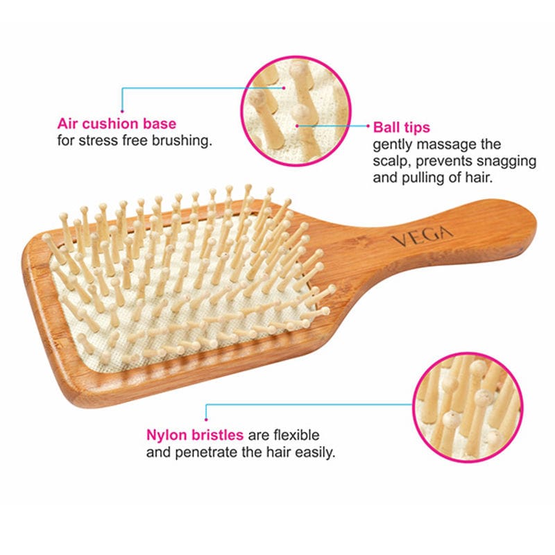 VEGA - Wooden Bristle Paddle Brush (E2-PBB)