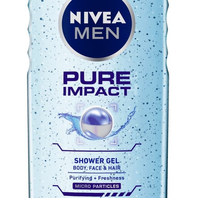 NIVEA - Men Body Wash, Pure Impact with Purifying Micro Particles, Shower Gel for Body, Face & Hair (250ML)