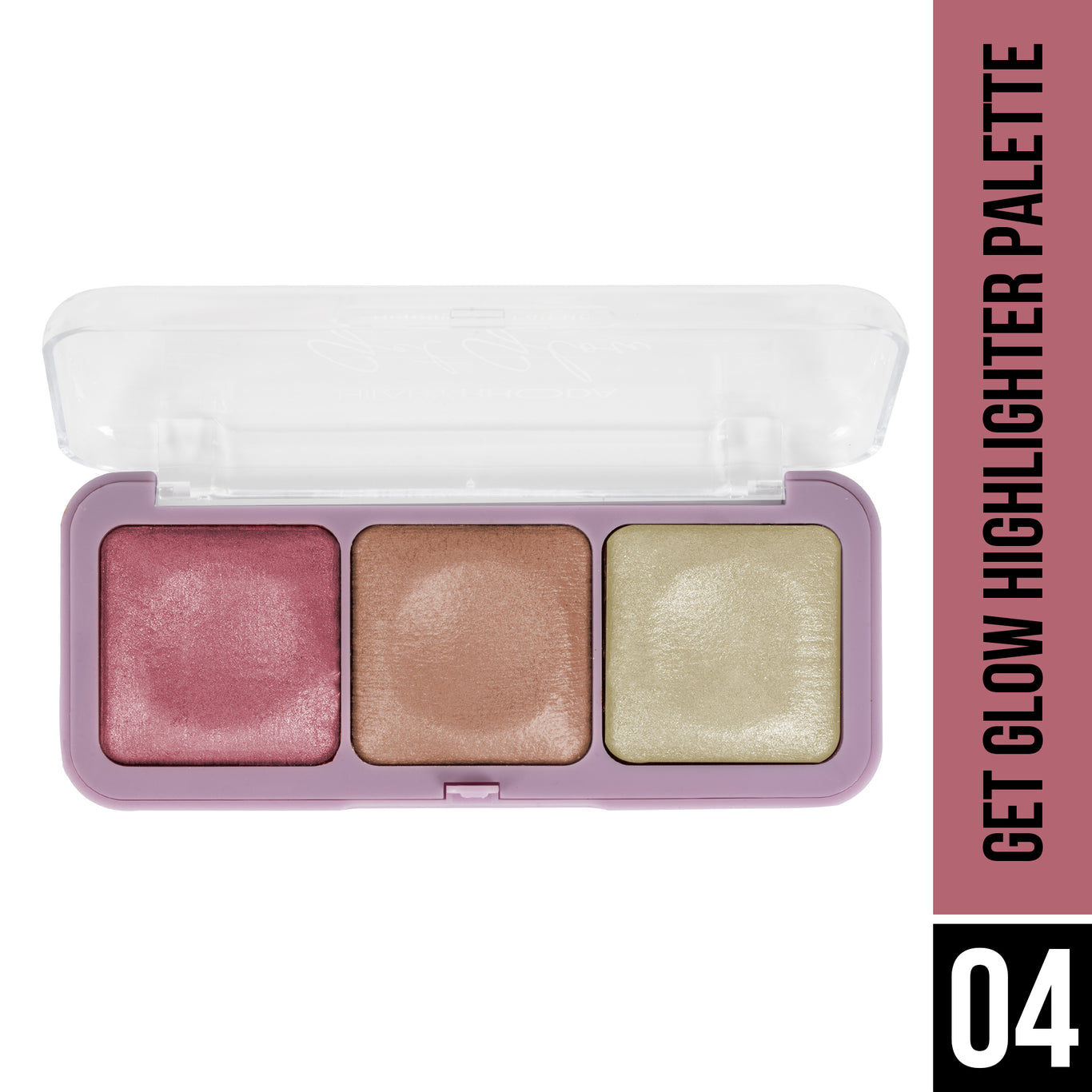 Get Glow Highlighter Palette Ultra Blendable Shades | Long-Lasting Formula | Highly Pigmented | Shimmer Finish | Weightless Feel | Illuminating Glow   Color: Shade 04