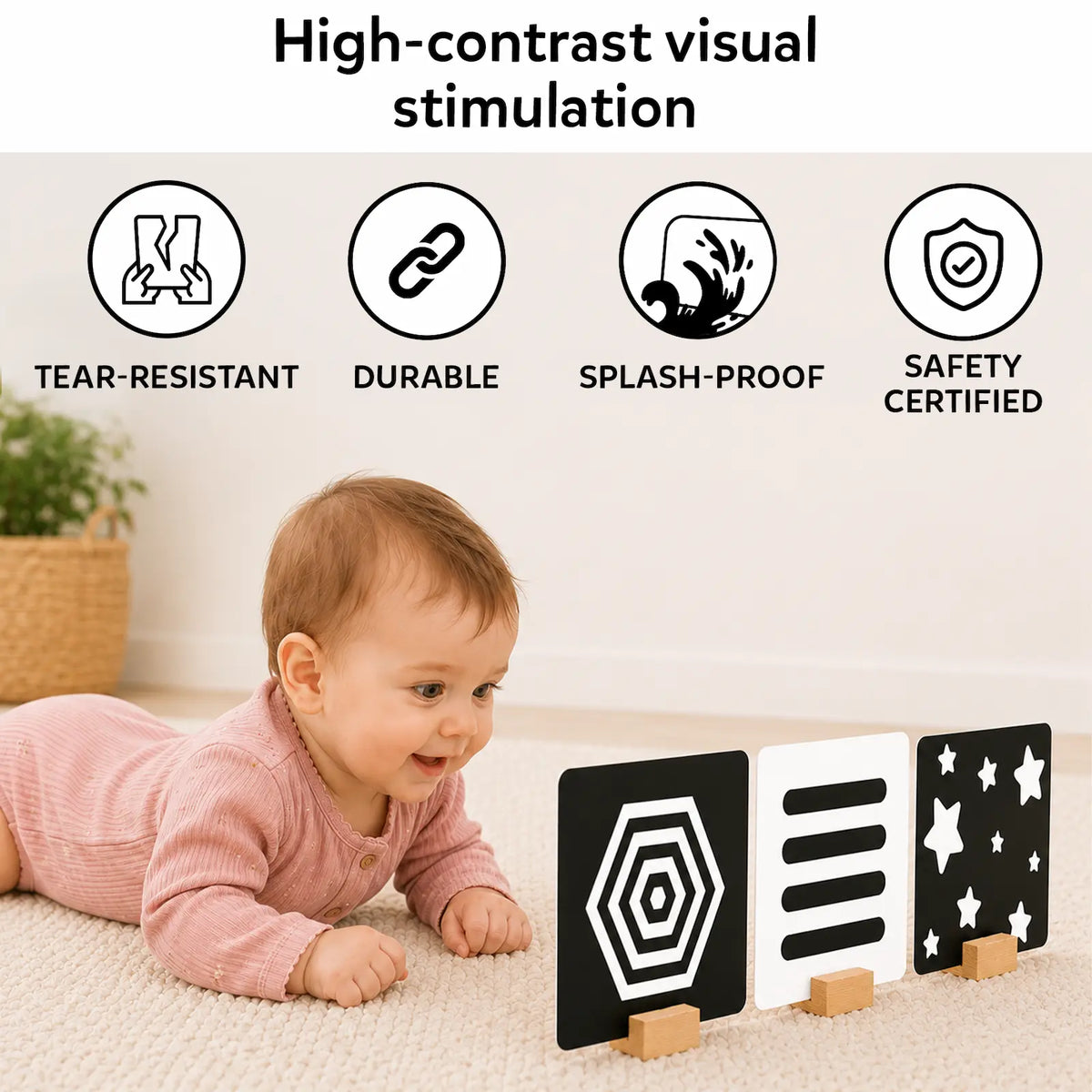 Skillmatics High Contrast Flash Cards for Infants (0-12 months) | 60 Large Pictures, Visual Stimulation & Sensory Development