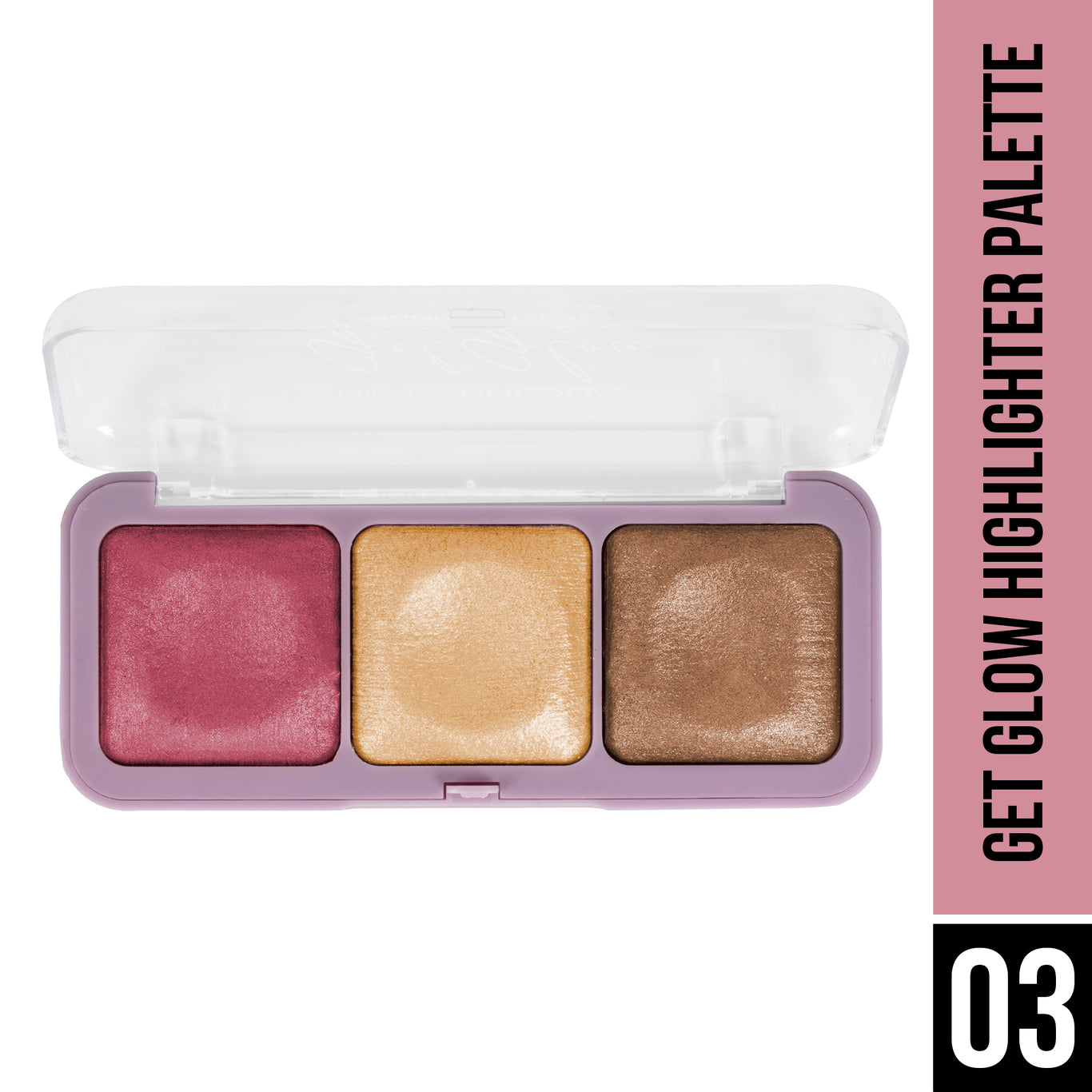 Get Glow Highlighter Palette Ultra Blendable Shades | Long-Lasting Formula | Highly Pigmented | Shimmer Finish | Weightless Feel | Illuminating Glow   Color: Shade 03