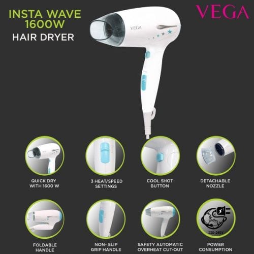 Vega - Insta Wave 1600 Hair Dryer - (VHDH-22)