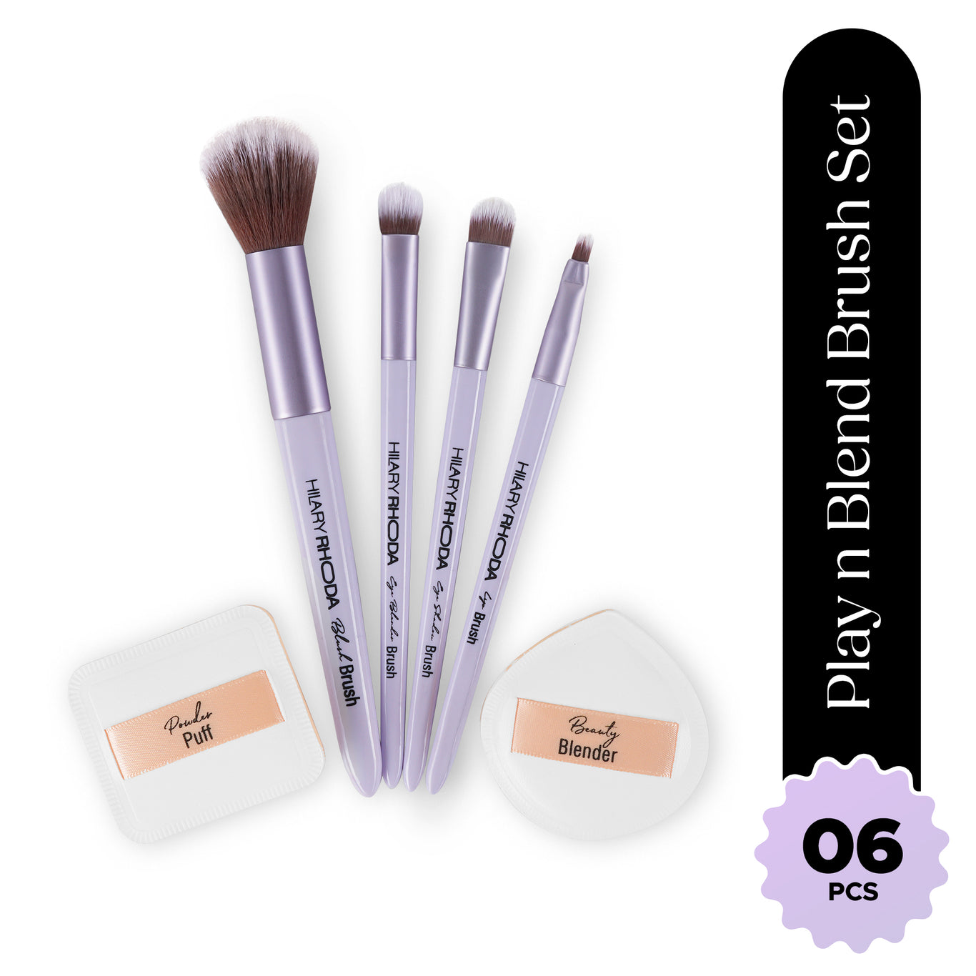 Play n Blend Brush Set Easy Blending | Eyeshadow Brushes | Blush Brush | Lip Brush | Beauty Blender | Powder Puff | Smart Bristles | Streak-Free Application